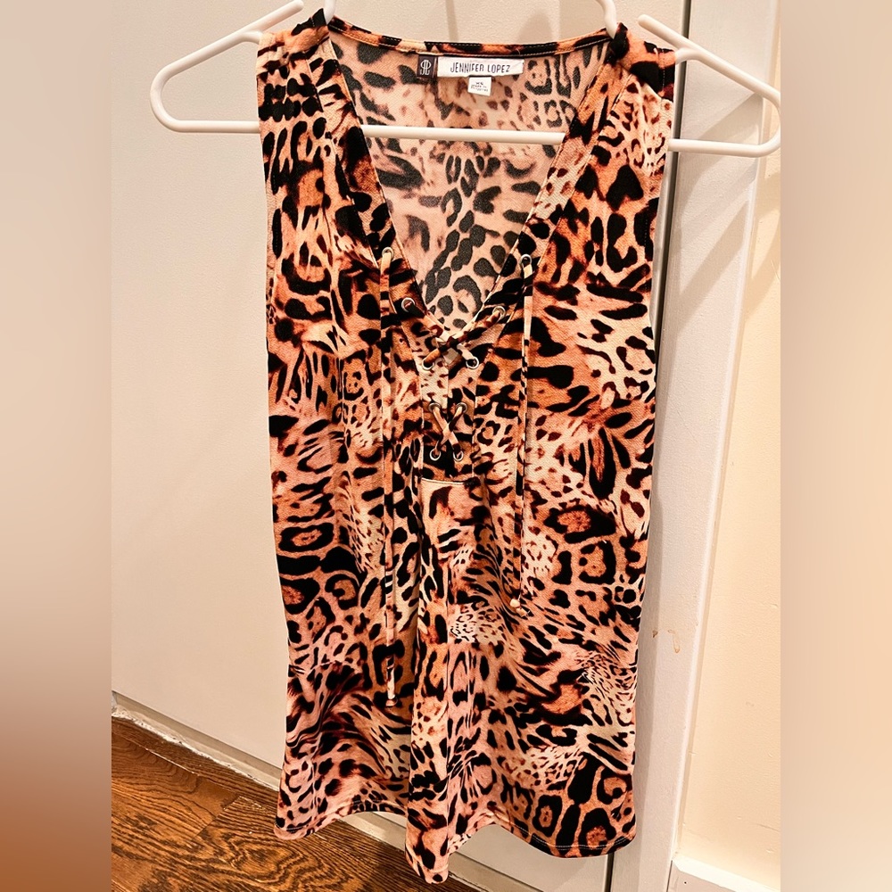 Jennifer Lopez leopard print tank top